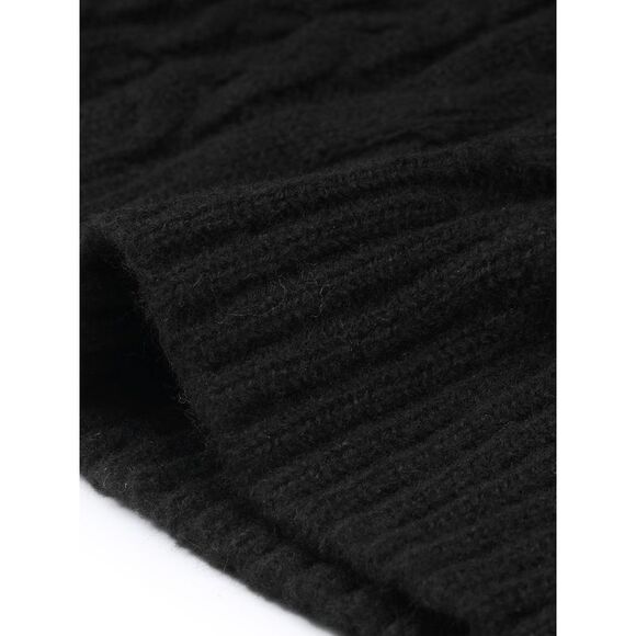 Plus Size Sweater Long Sleeve Crewneck Fisherman Cable Pullover Sweaters Black - Picture 5 of 5